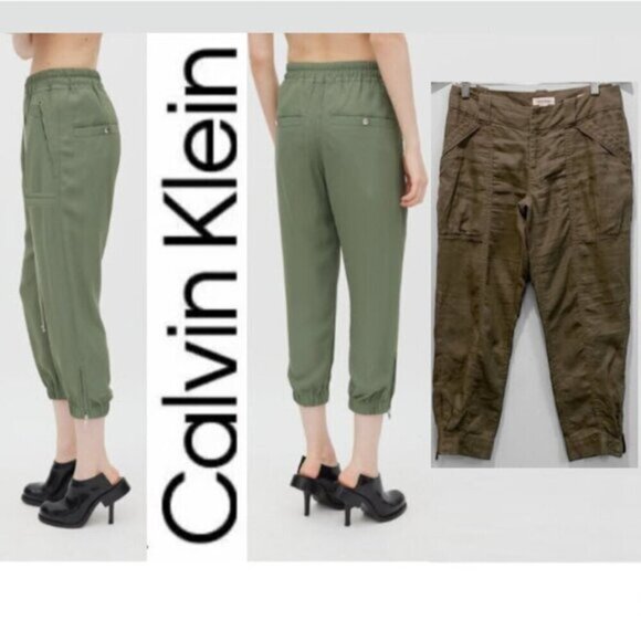 Calvin Klein Chelsea Linen Crop Pant - Picture 1 of 15